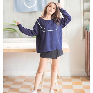 Áo viền thủy thủ tay dài