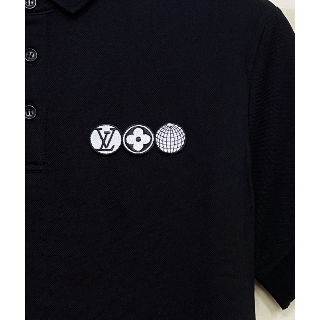 Áo thun polo cotton tay ngắn thêu logo L0uis Vu1tt 2021