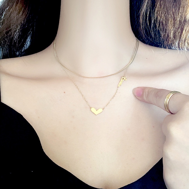Double-layer loving-feeling titanium steel design Simple and flexible women's collar in collarbone chain