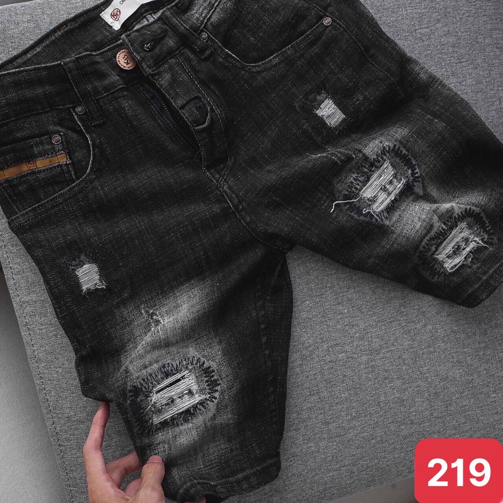 Quần đùi short jean nam màu xanh nhạt trơn rách chất bò cao cấp co dãn 4 chiều đẹp from dáng skinny chuẩn ADO54