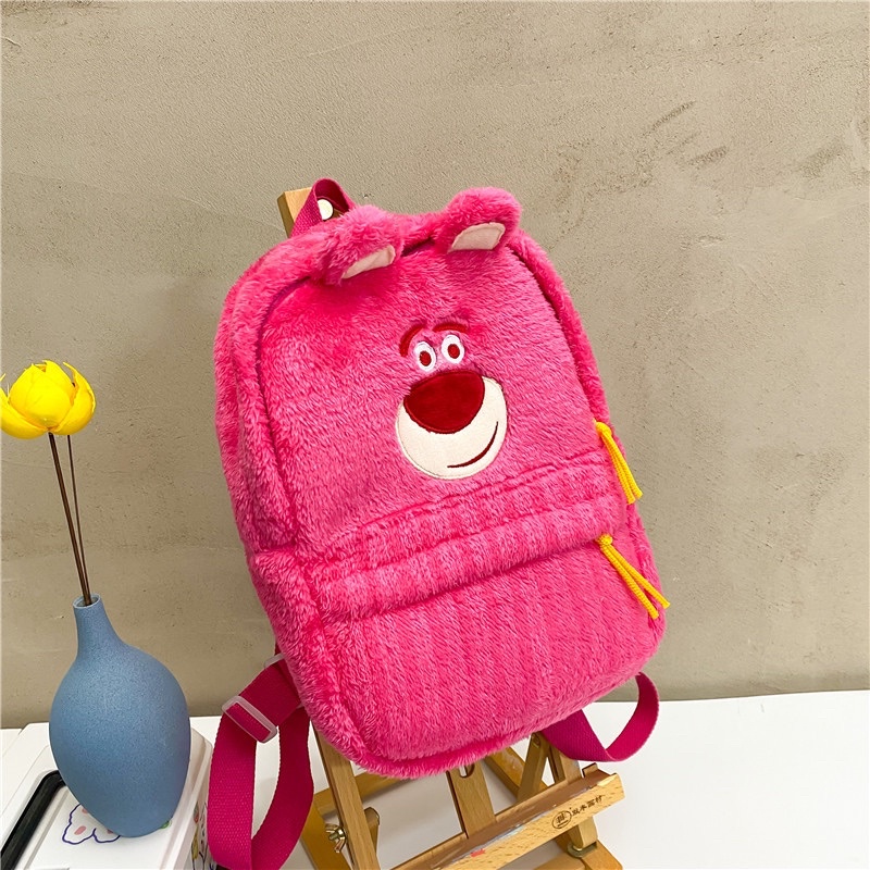 TÚI TOTE VÀ BALO GẤU DÂU MÀU HỒNG SIÊU DỄ THƯƠNG