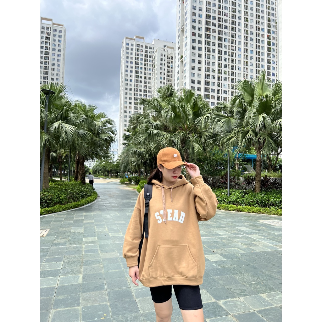 Áo Hoodie Nỉ Ngoại Stead PEONYB Unisex [FREESHIP] Sweater mũ 2 lớp form rộng tay bồng kiểu dáng đường phố hàn quốc basic