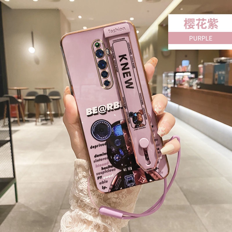 Ốp điện thoại QIANZI silicon có dây đeo cho Oppo Reno Reno2 Reno3 Reno2F 2Z Reno5 Reno6