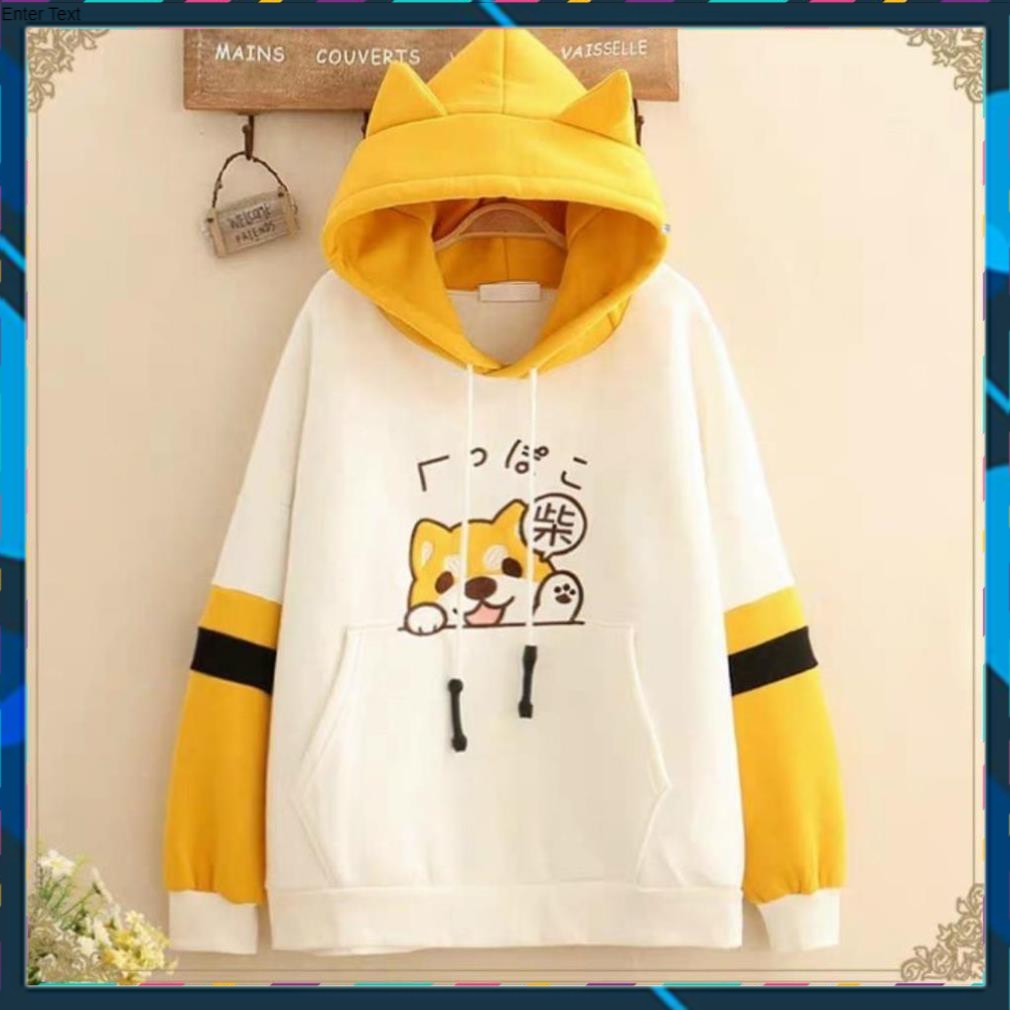 [TẶNG KÈM NÓN] - ❤️Áo khoác nỉ hoodie ❤️ Chó Shiba kute unisex cho nam và nữ, có nón, chất liệu nỉ trần bông dày