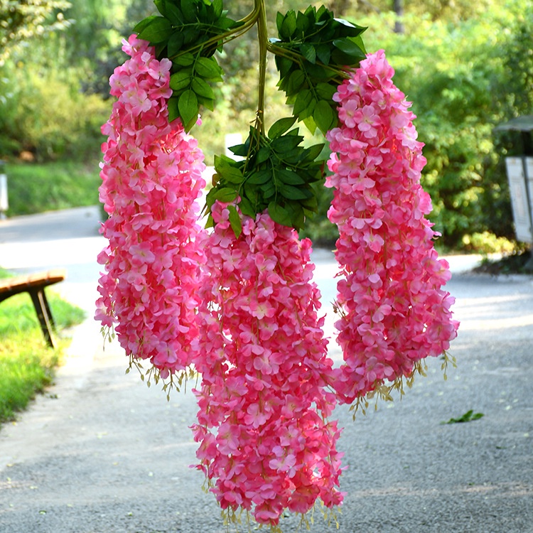 Chậu Hoa Wisteria Giả Treo Tường Trang Trí Tiệc Cưới Khách Sạn Nhà Hàng