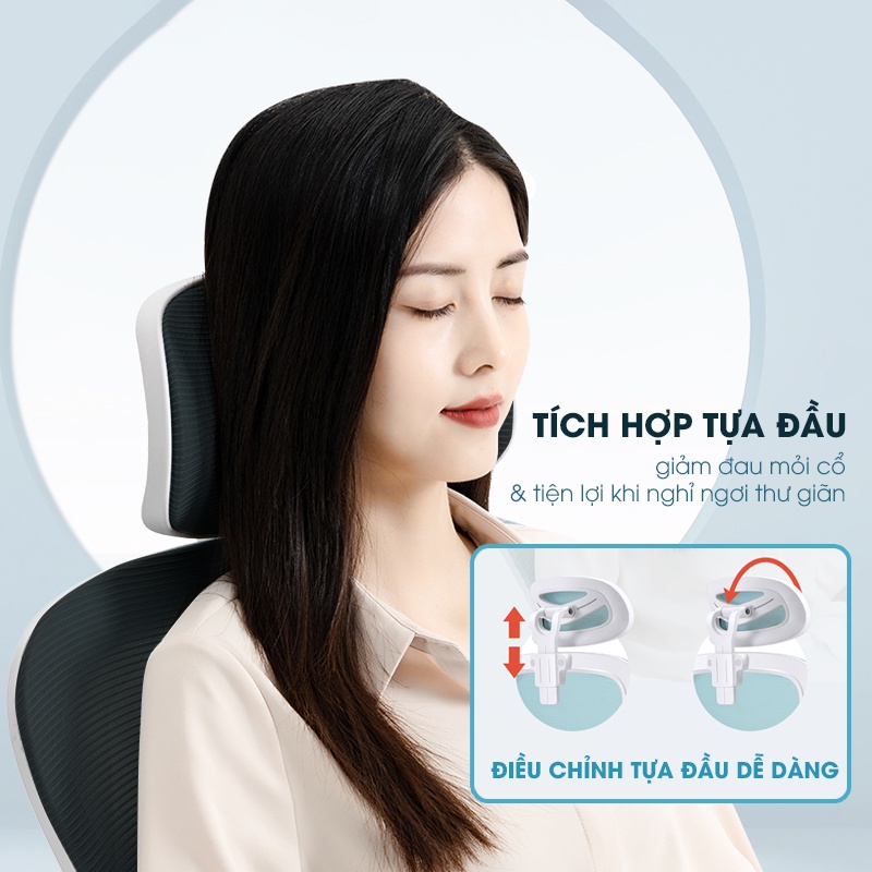 Ghế xoay văn phòng lưng lưới điều chỉnh độ cao có tựa lưng tựa đầu, ghế ngồi làm việc, chơi game, thư giãn KUN.decor