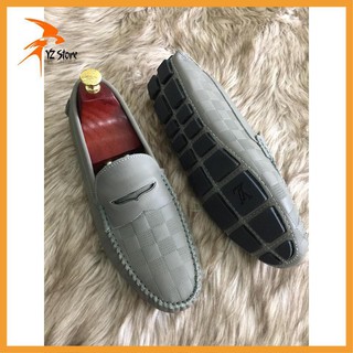 Giày lười én xám da bò nguyên tấm chuẩn 100%