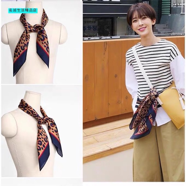 Khăn turban lụa vuông hoạ tiết da beo size 70x70cm - Maben