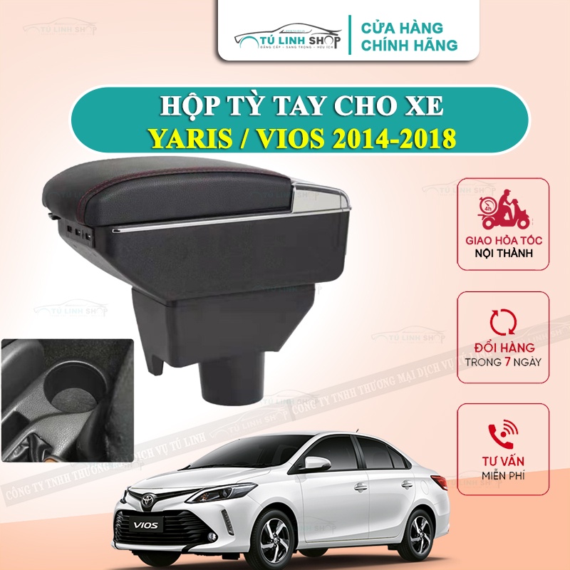 Hộp tỳ tay xe YARIS / VIOS 2014-2019 cao cấp tích hợp cổng sạc USB - Bảo hành 12 tháng