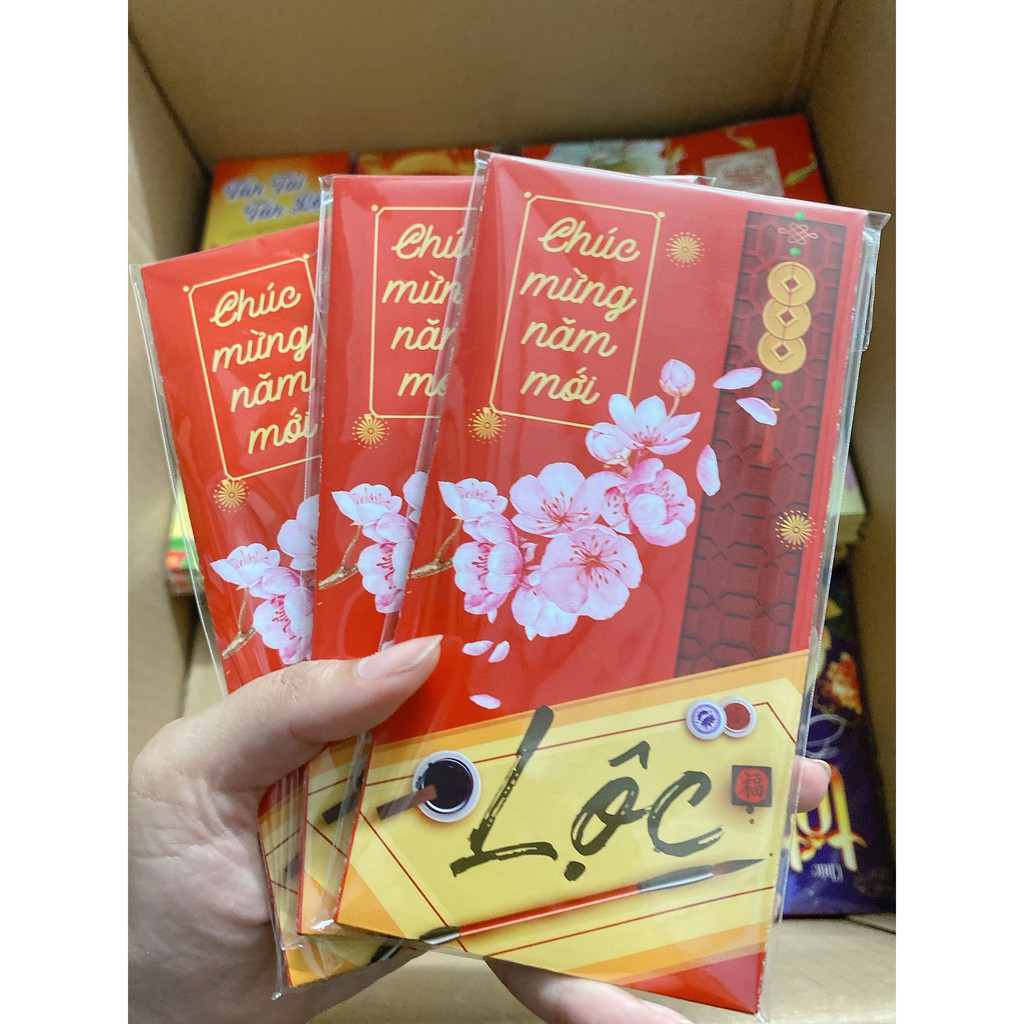 Combo 10 Bao lì xì Tết 2022, phong bao lì xì cao cấp nhiều mẫu đẹp có túi kiếng
