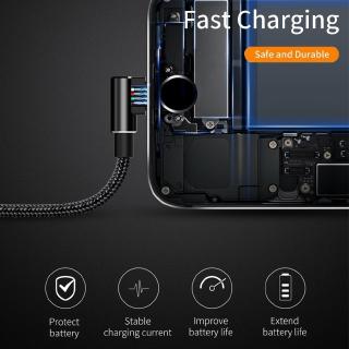 90 Degree Angle Fast Charging USB Cable for  iPhone iPad Andorid Phone