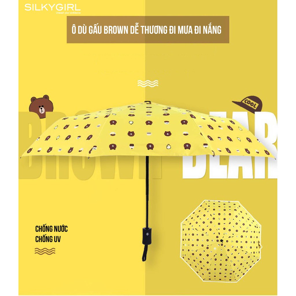 [QUÀ TẶNG KHÔNG BÁN] Qùa tặng Silkygirl cây dù gấu Brown chống UV chống mưa 27cm | BigBuy360 - bigbuy360.vn