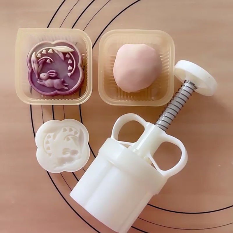 Khuôn Làm Bánh Trung Thu Hình Thỏ Và Hoa