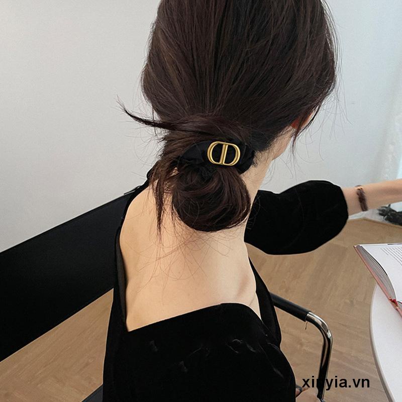 Dây Cột Tóc Cao Su Phối Mặt Kim Loại Thời Trang Cho Nữ