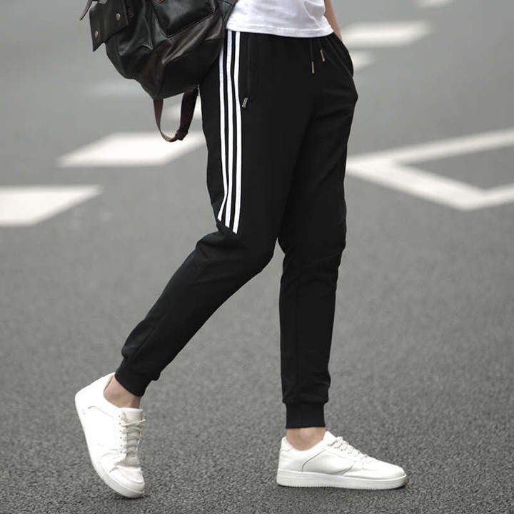 Quần nỉ nam,quần thể thao nam nữ 3 sọc dáng suông và bo gấu(QNTT) | BigBuy360 - bigbuy360.vn