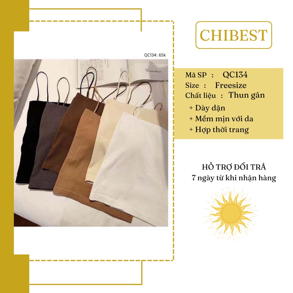 Áo bra 2 Dây Cotton Sợi Bún Đệm Mỏng Nâng Ngực Dáng Ôm Bra Nữ Hai Dây Sexy CHIBEST QC134