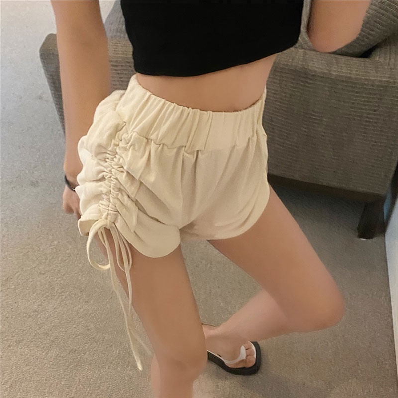 Quần Short Thể Thao Lưng Cao Ôm Dáng Phối Dây Rút Gợi Cảm Cho Nữ