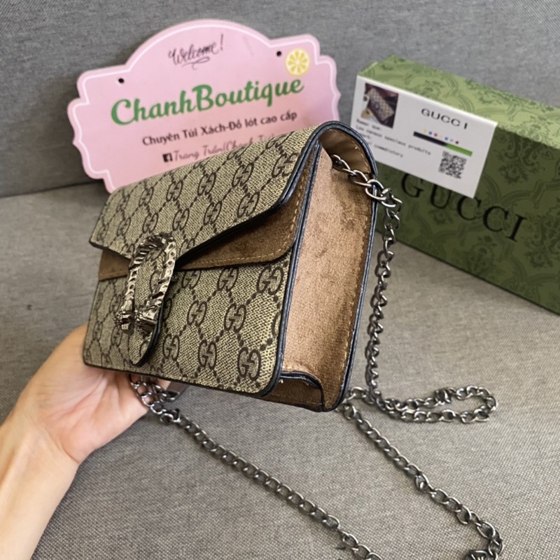 Túi xách nữ hoạ tiết chữ G 18cm có hộp
