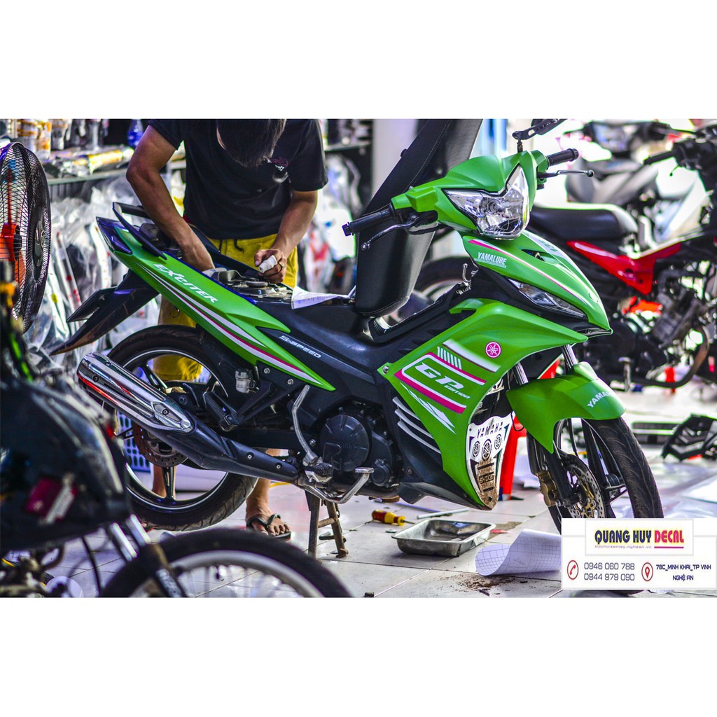 Tem trùm exciter 135 xanh lá đẹp, độ team decal xe ex dán đời 2011-2014