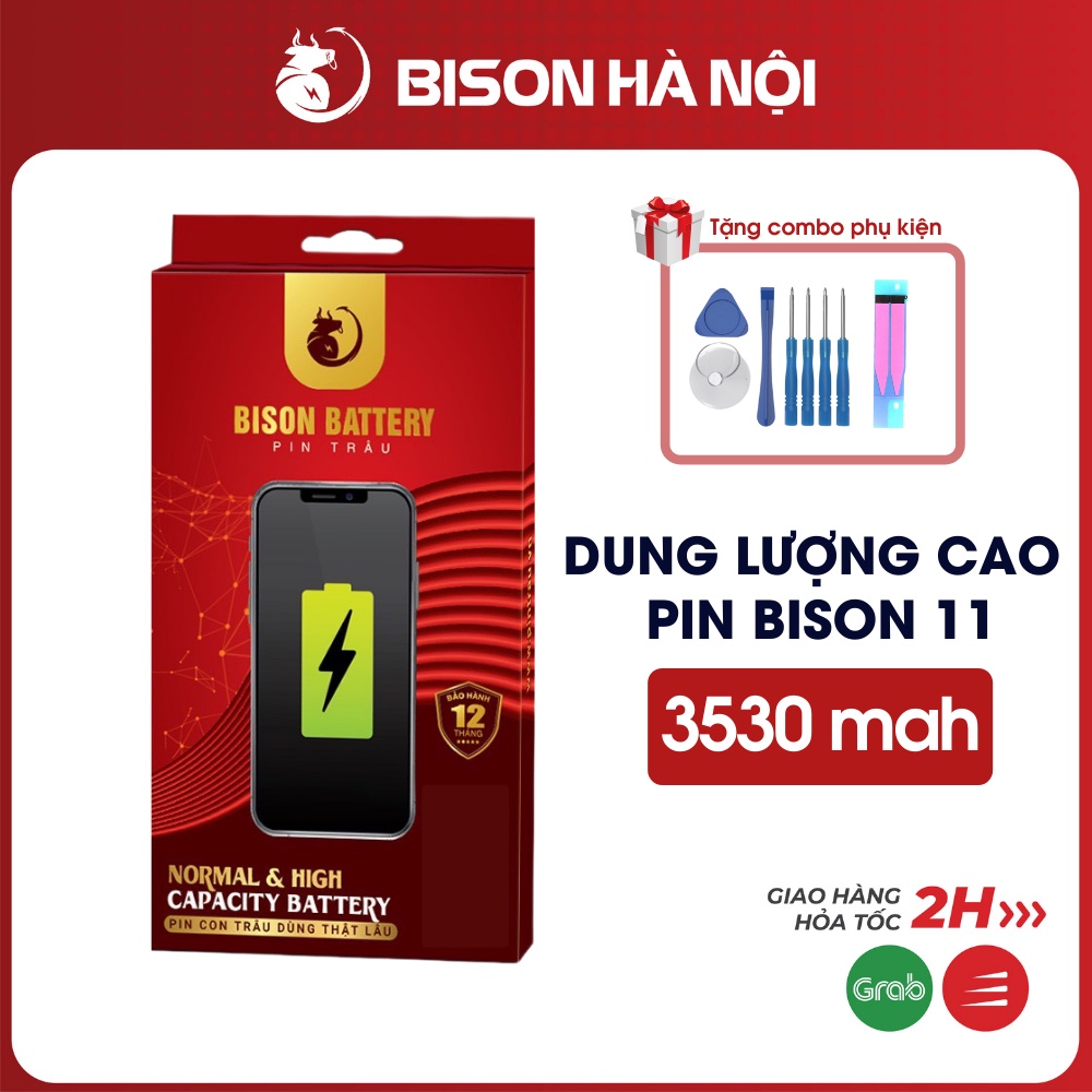 Pin Bison 11 dung lượng cao 3530mah, Hàng chính hãng Bison- BH 12 tháng