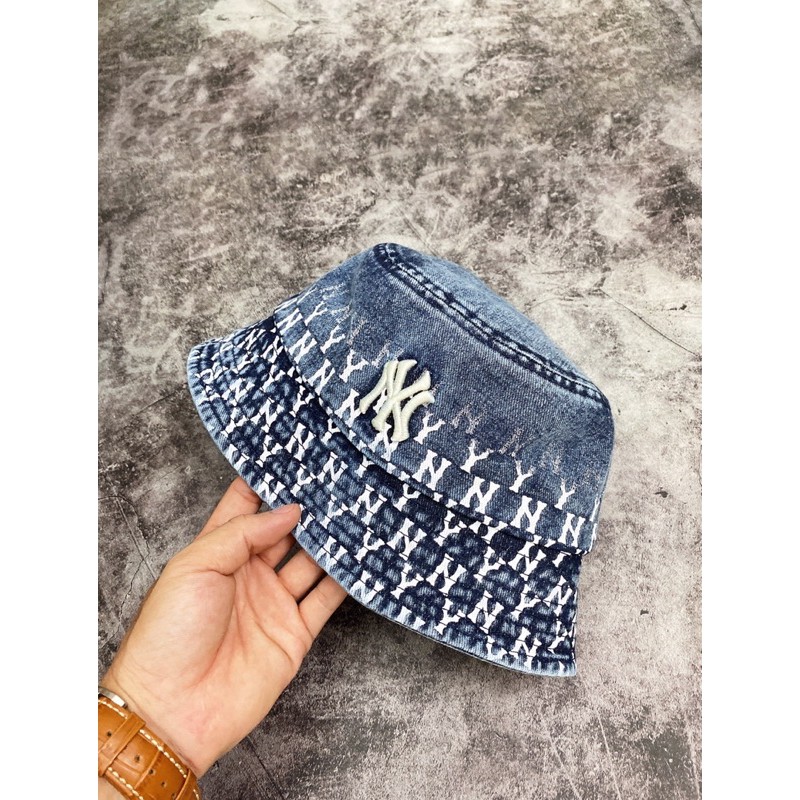 Bản Vip Nón tròn / Bucket  Jean logo thêu N..Y nam nữ hottren