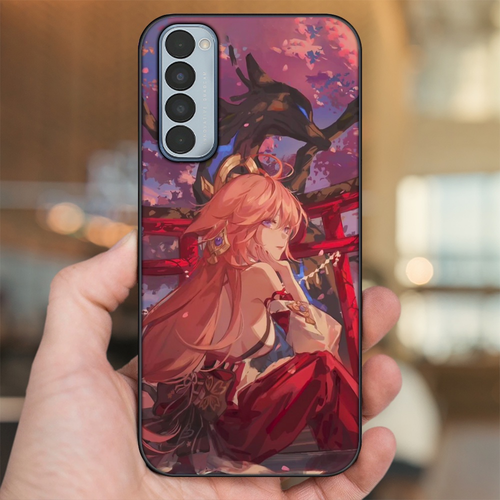 Ốp lưng Oppo Reno 4 Pro viền đen in hình Yae Miko Genshin Impact