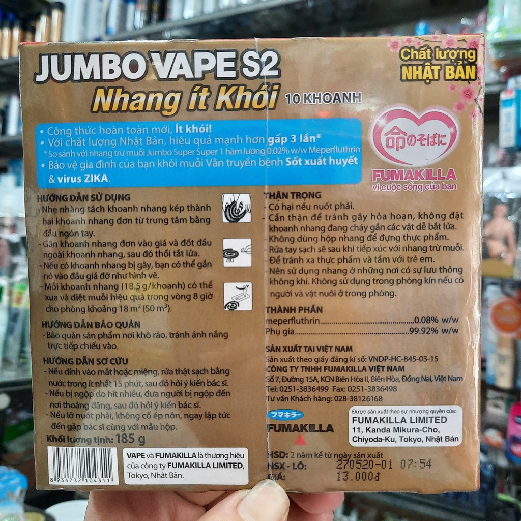 10 hộp Nhang muỗi JUMBO VAPE Premium ( Nhang ít khói)