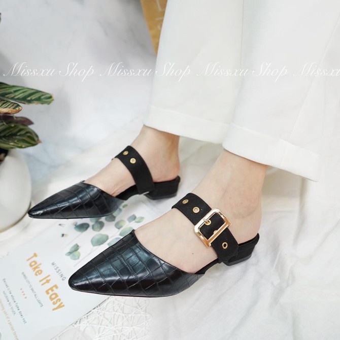 Giày sục nữ mũi nhọn cài khoen 2cm thời trang MYSS - SU50