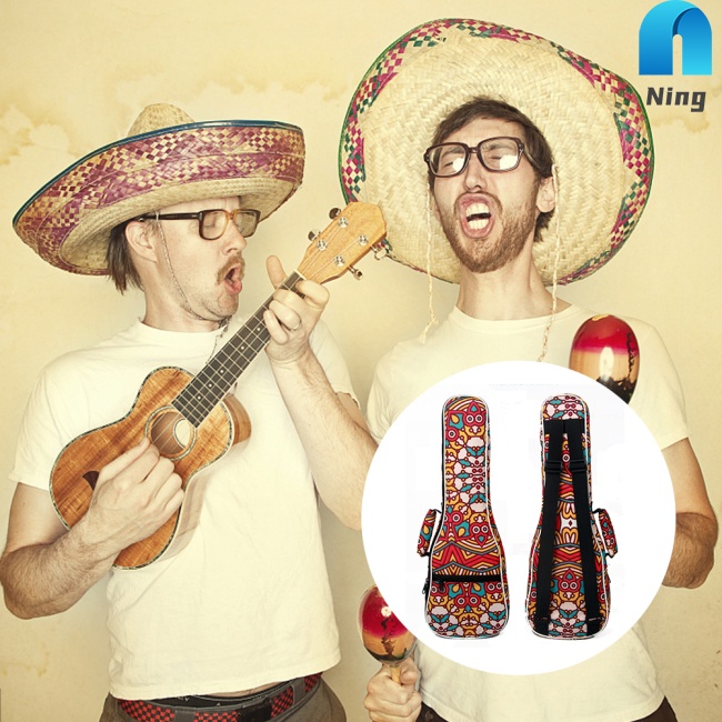 Túi Đựng Đàn Ukulele 23 Inch Hai Dây Đeo Vai Và Đệm Cotton Phong Cách Nhiệt Đới Ốp