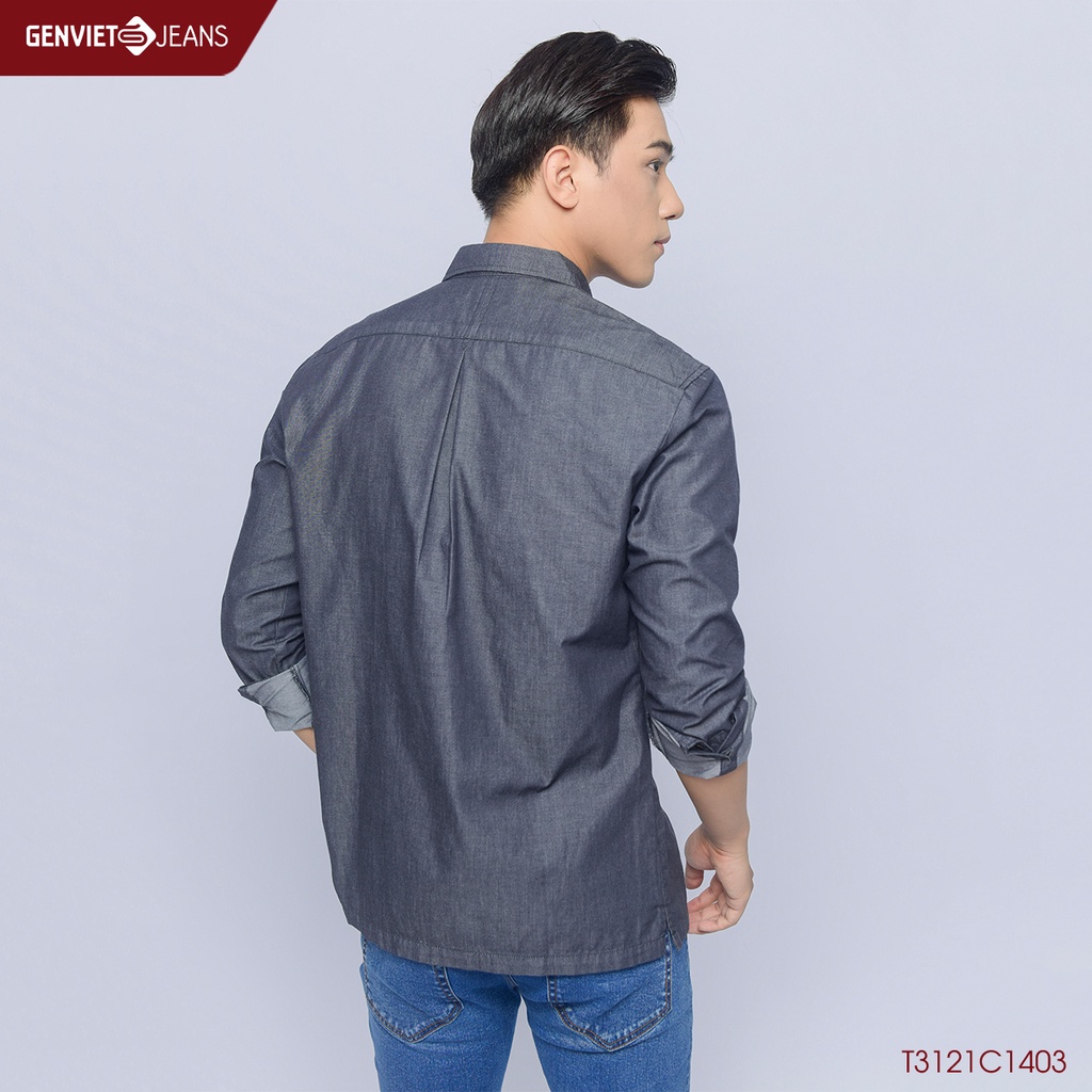 [Mã FATOP12 giảm 30K đơn 150K] Áo Sơmi Dài Tay Jeans Nam Genviet T3121C1403