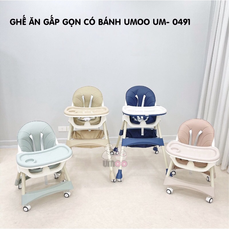 Ghế Ăn Dặm Umoo UM-0491 / UM-5117 2 Nấc Gấp Gọn An Toàn Cho Bé