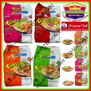 Mì Koreno Jumbo Hàn Quốc Bò Cay / Kim Chi / Gà / Tôm / Bịch 1kg (10gói x 100g)