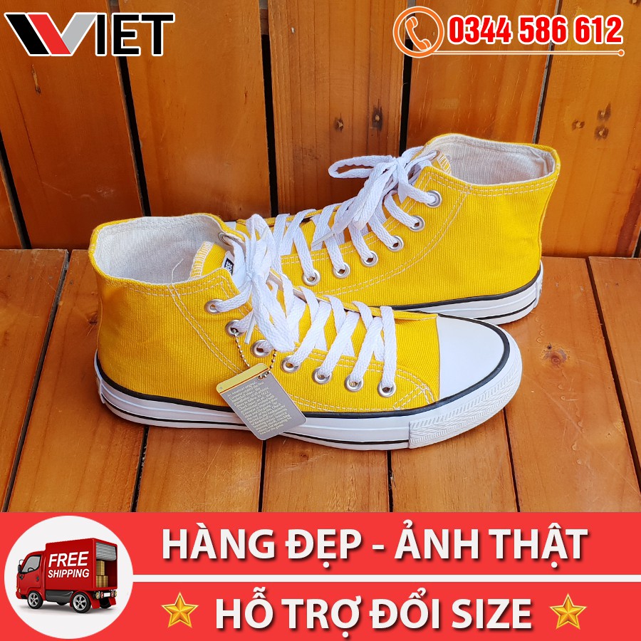 Giày Thể Thao CV Classic Vàng Tươi Cao Cổ Cao Cấp | BigBuy360 - bigbuy360.vn