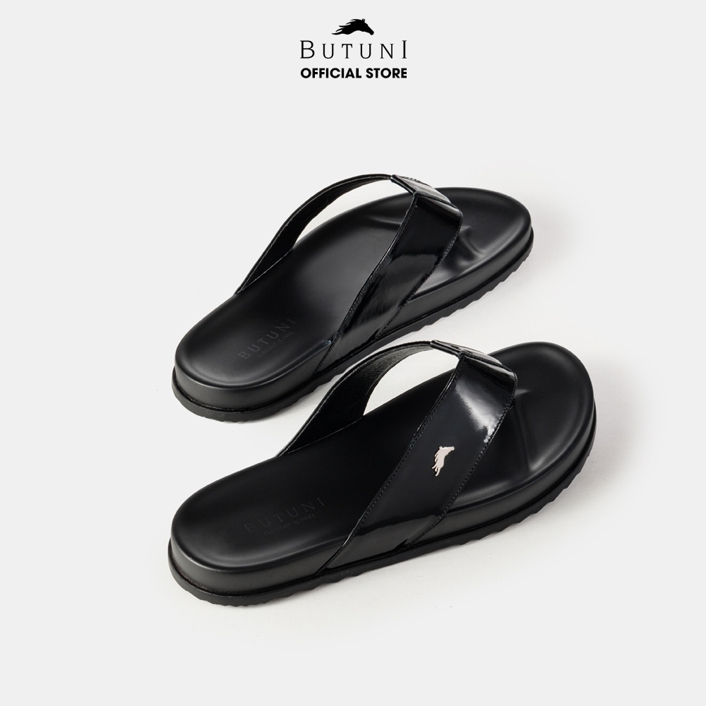 Dép xỏ ngon da thật Butuni Toong Slippers - Đen