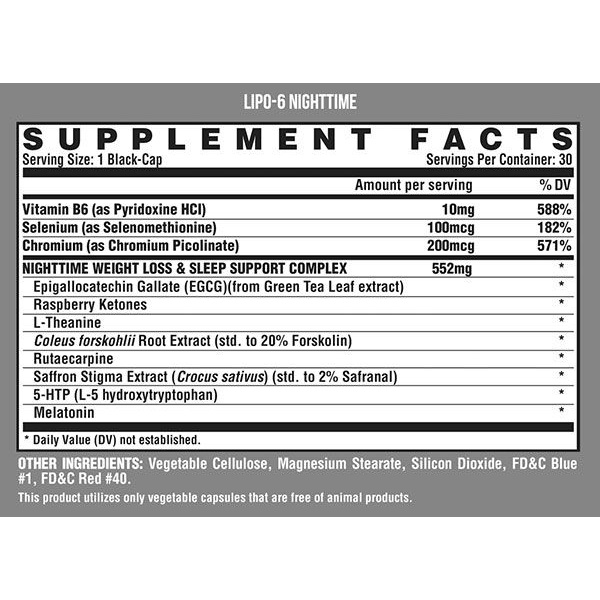 Nutrex Lipo6 Night Time , Viên uống Lipo 6 hỗ trợ giấc ngủ, hỗ trợ giảm mỡ, 30 Viên - Chính hãng