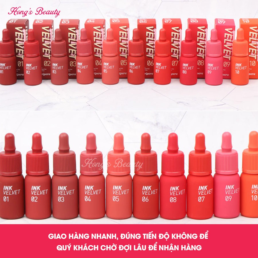 Son kem Peripera Ink Vel.vet Lip Tint siêu lì, bám màu cực tốt và mềm mịn môi - HONG'S BEAUTY