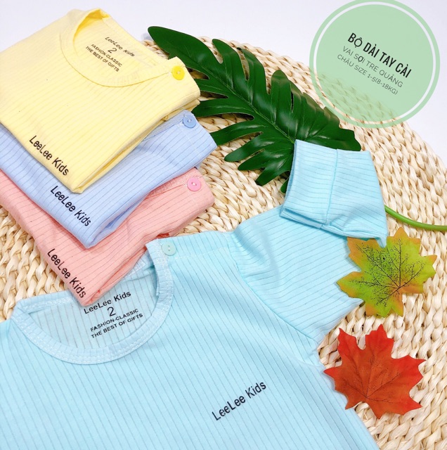 Bộ dài tay cài vai tăm tre, bộ dài tay cho bé