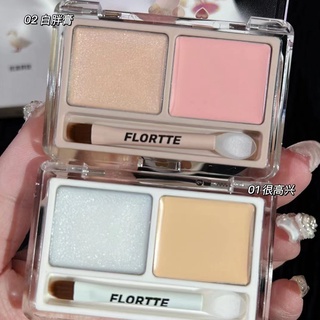 Phấn Bắt Sáng Dạng Lì Màu Đôi Flortte + Phấn Bắt Sáng