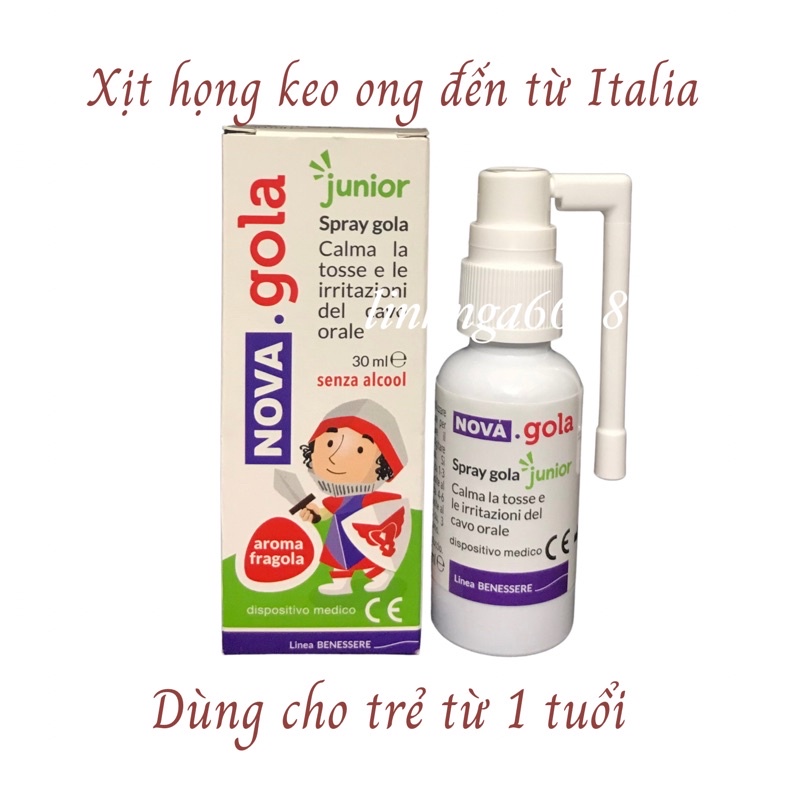 Xịt họng keo ong NOVA.gola Junior 30ml đến từ Italia