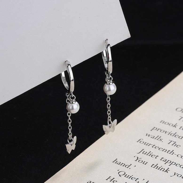 (0146) Khuyên Tai Dài 🦋 Ngọc Đơn Giản Nữ Tính Phong Cách Hàn Quốc