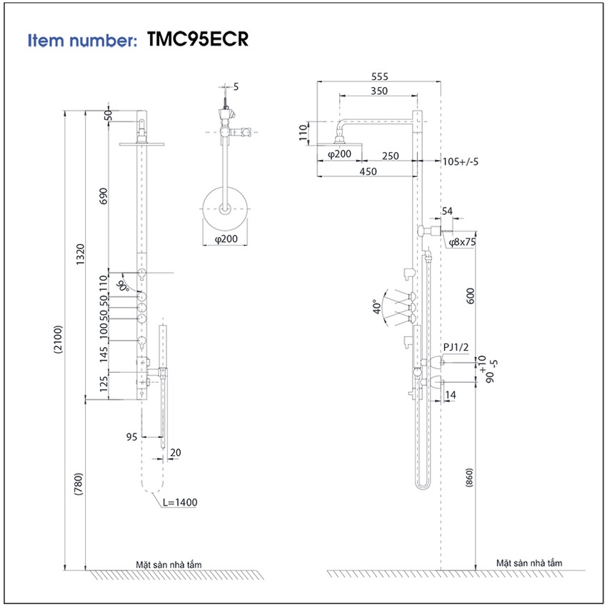 Sen cây Toto TMC95ECR massage công nghệ Gyrostream