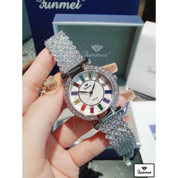 Đồng hồ nữ FUNMEI 36mm chính hãng máy Nhật Miyota đính đá swarovski chắc chắn full box thẻ bảo hành 12 tháng
