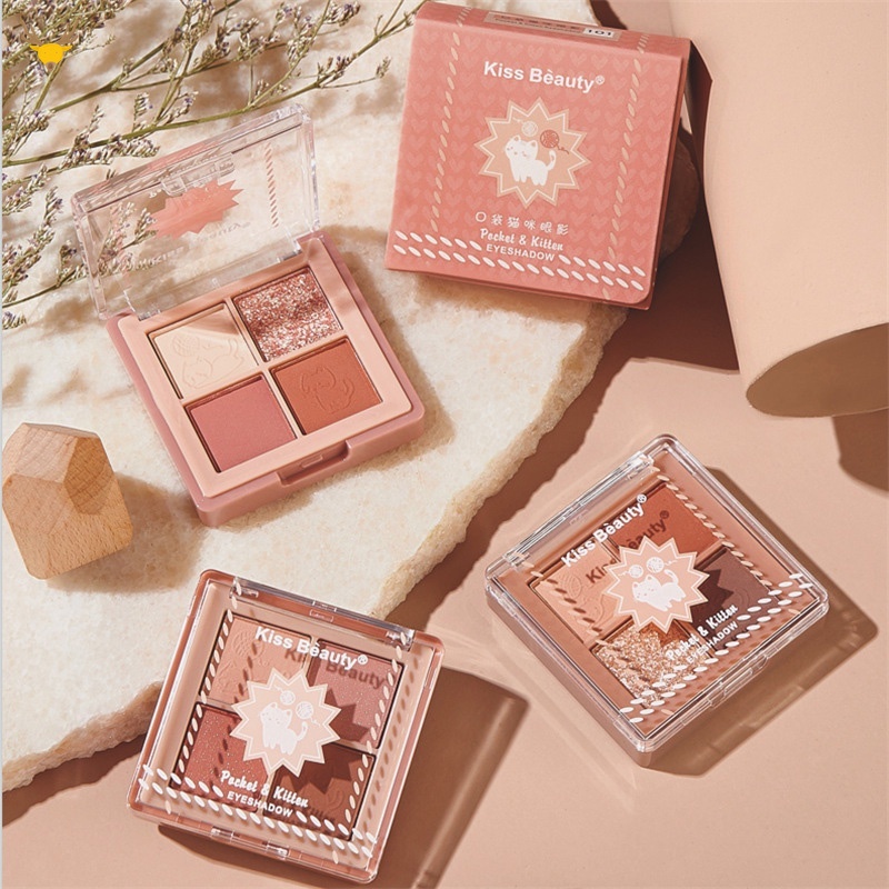 Bảng Phấn Mắt Kiss Beauty 4 Màu Tông Đất Lấp Lánh