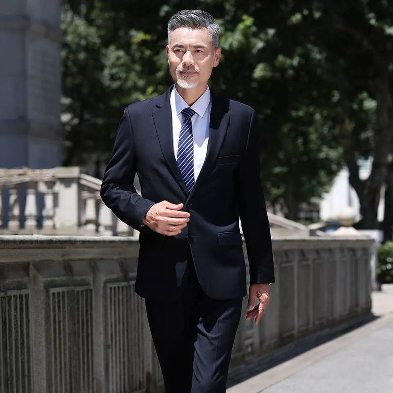 Bộ vest nam trung niên 2 nút Màu Đen chất vải dày dặn cao cấp  full size