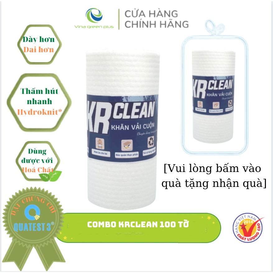 [MUA 1 TẶNG 1] Khăn Cuộn KR Clean trắng 100 tờ MUA 1 TẶNG 1 - Combo "NHÀ BẾP TIỆN LỢI"