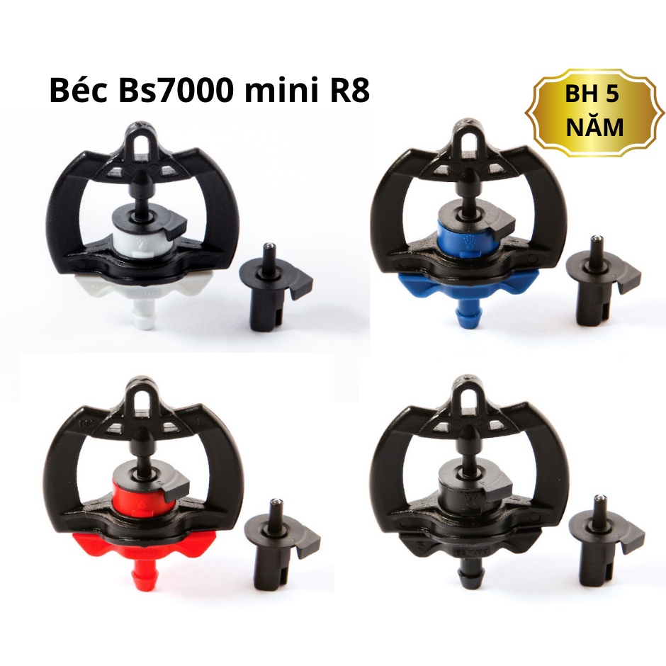 Bộ 10 Béc BS7000 Mini R8 - Béc tưới phủ, phun mưa  - BH 5 năm về chất lượng và bán kính tưới
