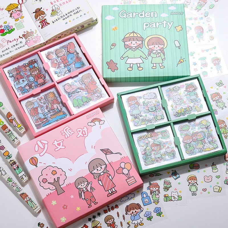 GIÁ 1 TỜ | Sticker dán sổ trang trí Little girl chibi MUA 5 TẶNG 2 GIAO KHÔNG TRÙNG MẪU - VP075
