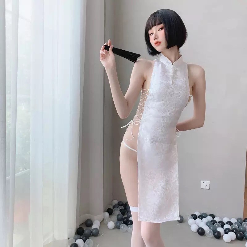 Bộ Đồ Ngủ Kiểu Sườn Xám Trung Hoa Cỡ Lớn E2L2 Hóa Trang Người Hầu Quyến Rũ Cho Nữ