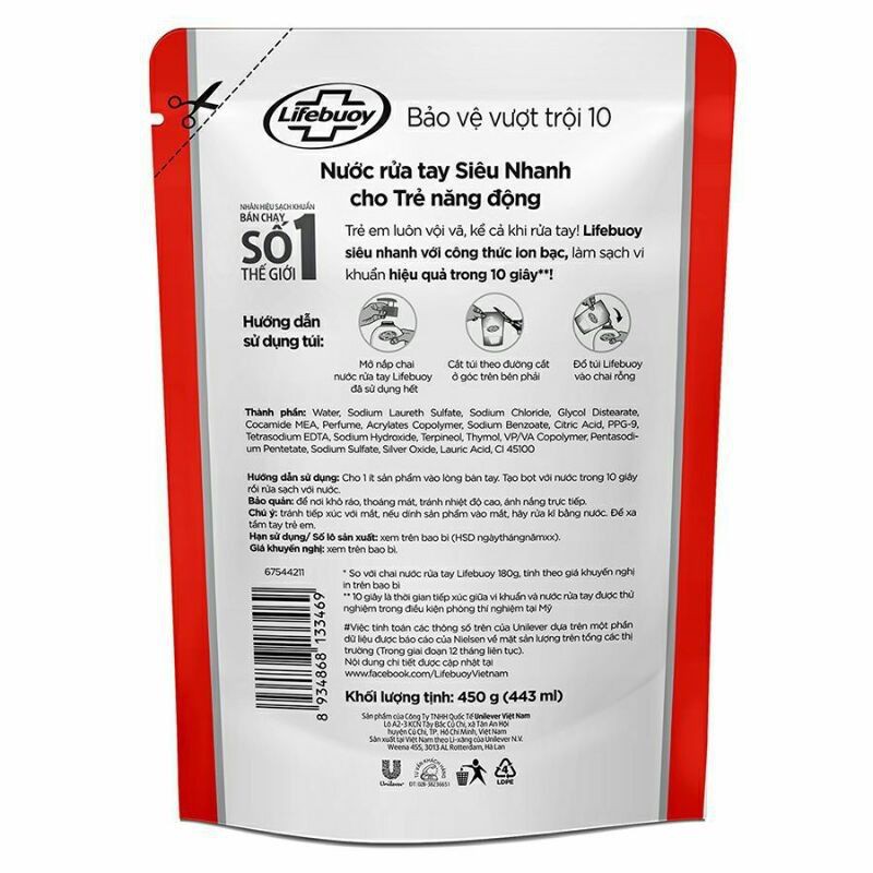 Nước rửa tay lifebuoy túi 450g - nước rửa tay lifebouy | BigBuy360 - bigbuy360.vn