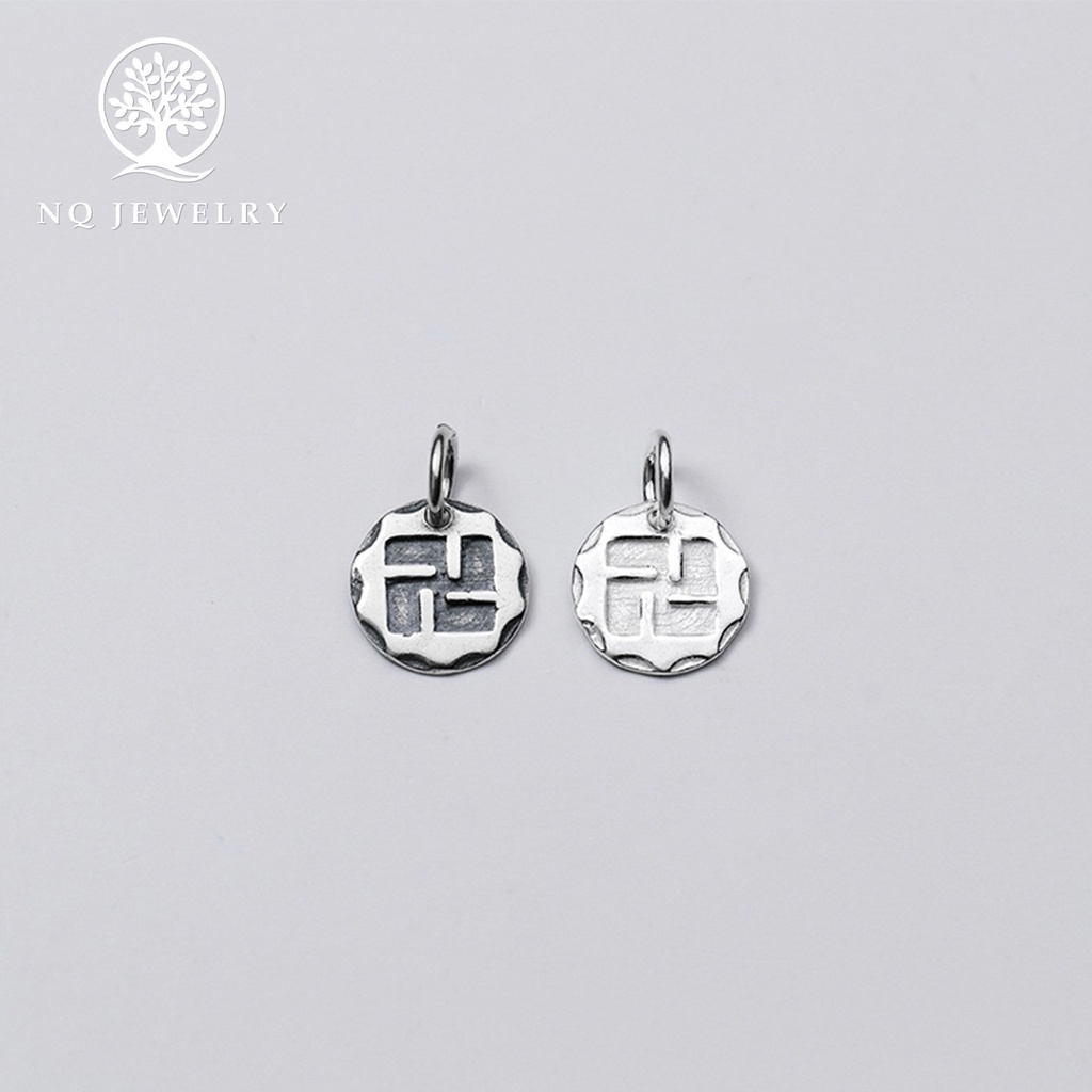 Charm bạc hình chữ vạn treo - NQ Jewelry